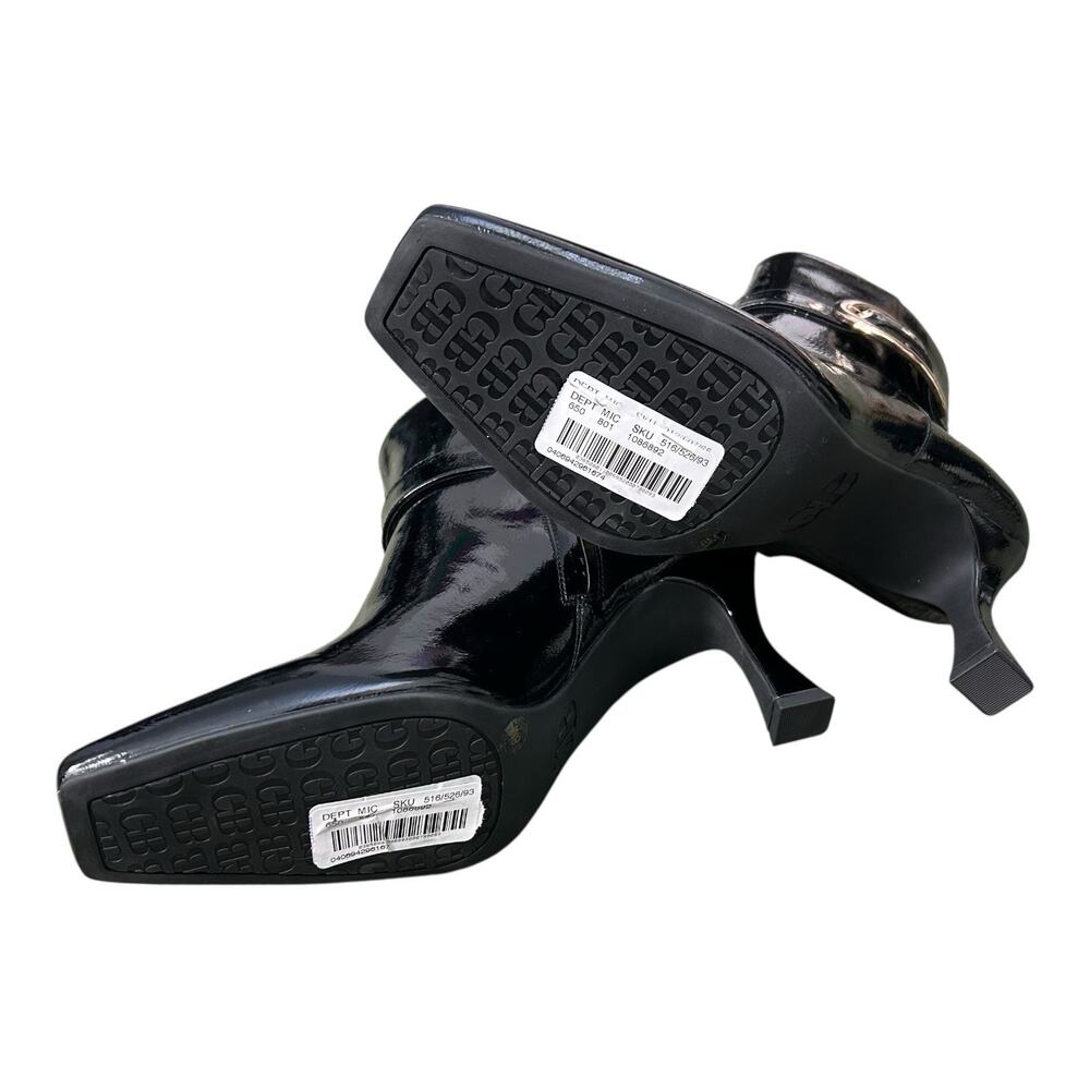 NWOB Gb Gianni Bini Sz 8M Face-Card Patent Oversized Buckle Heeled Bootie Black - Picture 12 of 16
